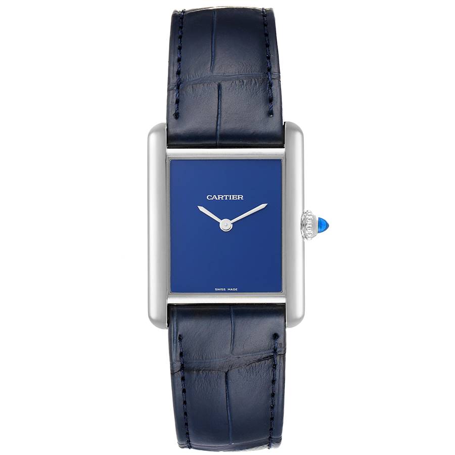 Cartier Tank Must Large Steel Blue Dial Watch