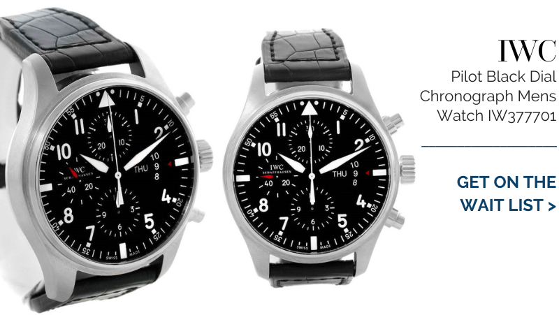 IWC Pilot Black Dial Chronograph Automatic Mens Watch IW377701