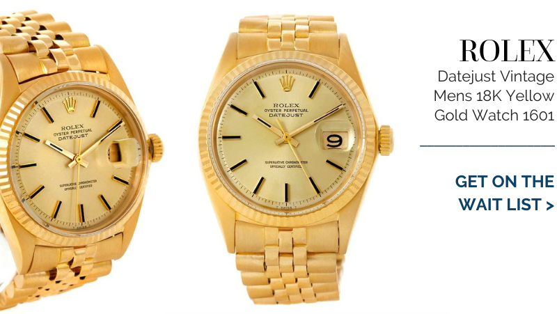 Rolex Datejust Vintage Mens 18K Yellow Gold Watch 1601