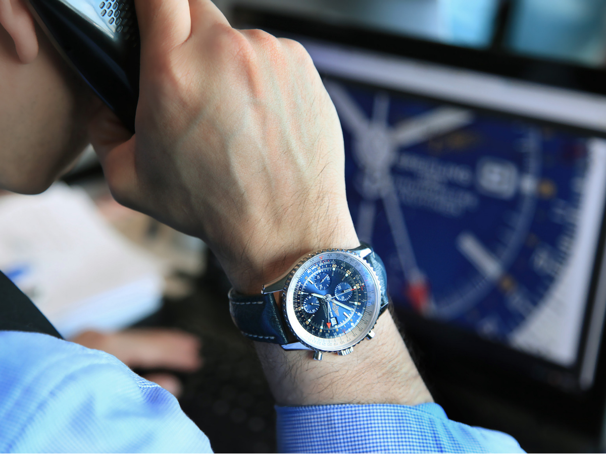 Breitling Navitimer World GMT Steel Blue Dial Watch