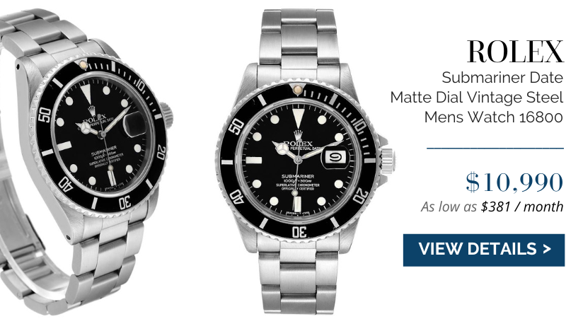 Rolex Submariner Date Matte Dial Vintage Steel Mens Watch 16800
