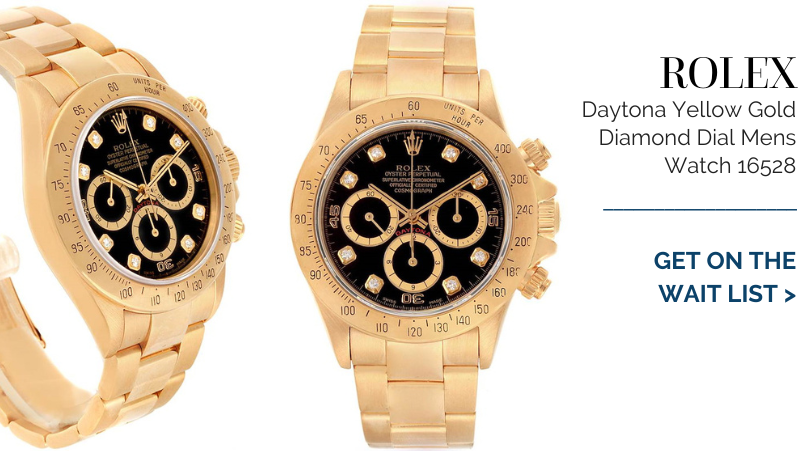 Rolex Daytona Yellow Gold Diamond Dial Chronograph Mens Watch 16528