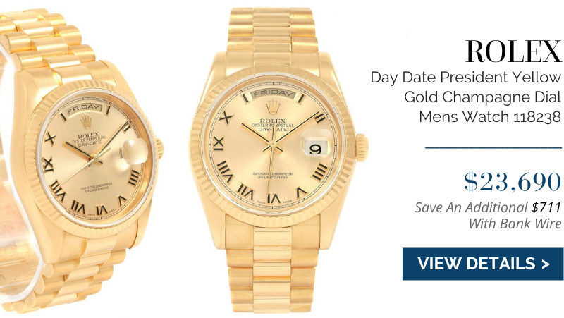 Rolex Day Date President Yellow Gold Champagne Dial Mens Watch 118238