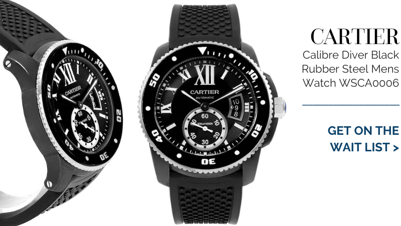 Cartier Calibre Diver Black Rubber Steel Mens Watch WSCA0006
