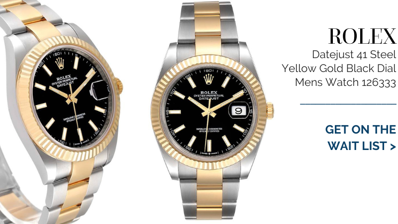 Rolex Datejust 41 Steel Yellow Gold Black Dial Mens Watch 126333