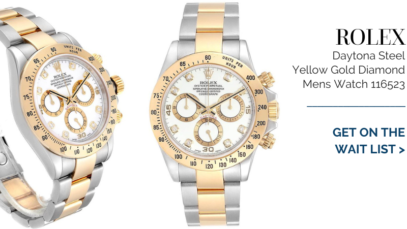 Rolex Daytona Steel Yellow Gold Diamond Chronograph Mens Watch 116523