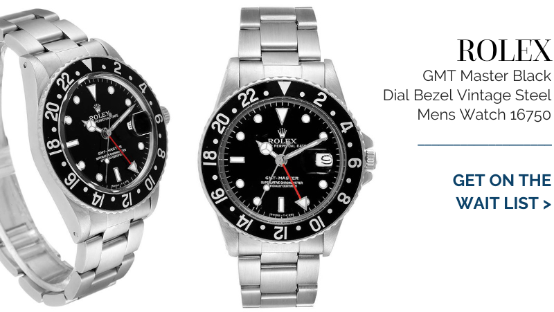Rolex GMT Master Black Dial Bezel Vintage Steel Mens Watch 16750