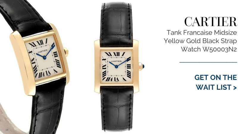 Cartier Tank Francaise Midsize Yellow Gold Black Strap Watch W50003N2
