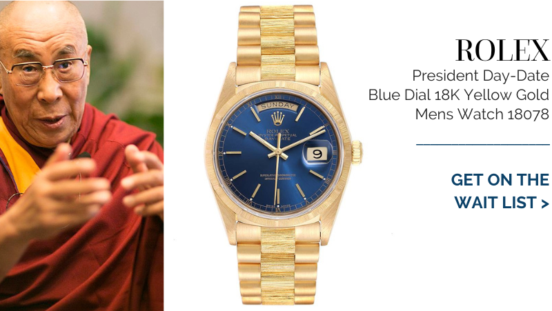 Dalai Lama wearing Rolex Day-Date