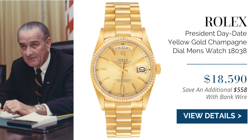 Lyndon B. Johnson wearing Rolex Day-Date