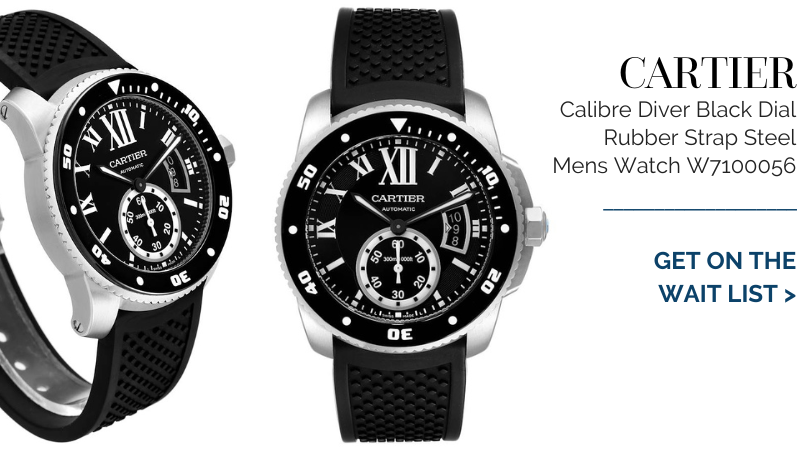 Cartier Calibre Diver Black Dial Rubber Strap Steel Mens Watch W7100056