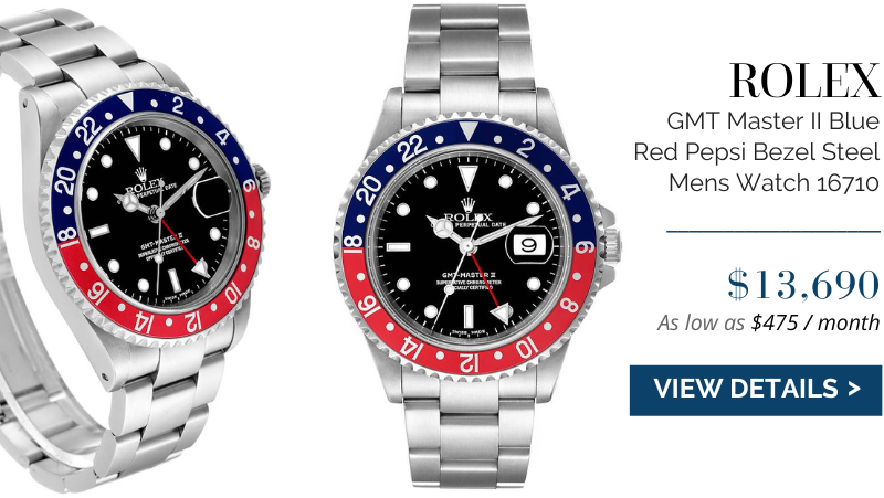 Rolex GMT Master II Blue Red Pepsi Bezel Steel Mens Watch 16710