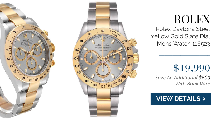 Rolex Daytona Steel 18k Yellow Gold Slate Dial Mens Watch 116523
