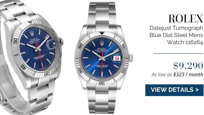 Rolex Datejust Turnograph Blue Dial Steel Mens Watch 116264