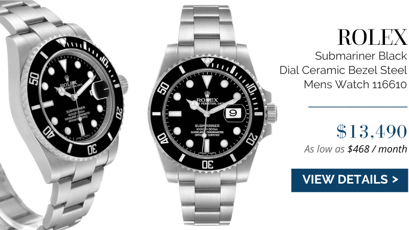 Rolex Submariner Black Dial Ceramic Bezel Steel Mens Watch 116610 