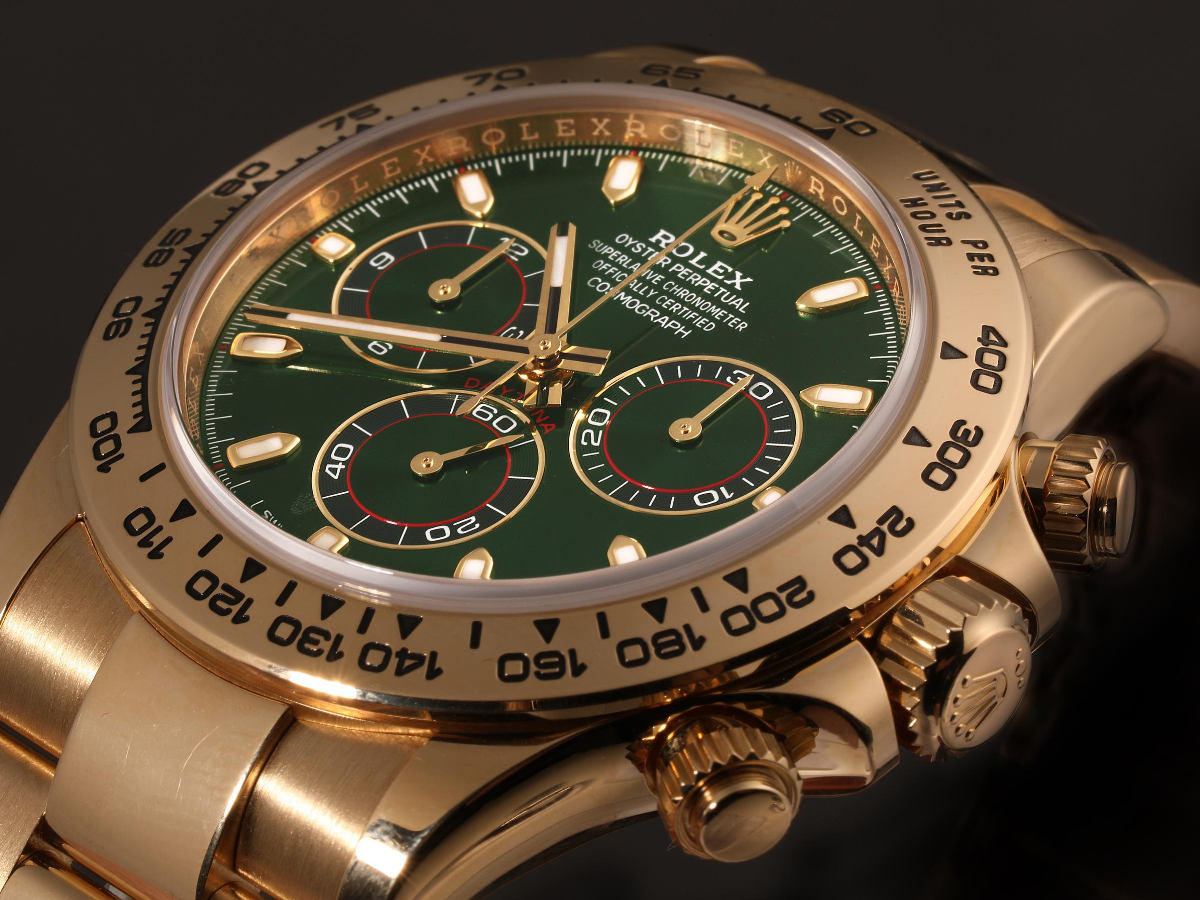 Rolex Daytona Yellow Gold Green Dial Mens Watch 116508