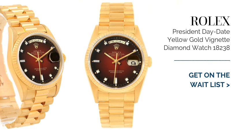 Rolex President Day-Date Yellow Gold Vignette Diamond Mens Watch 18238