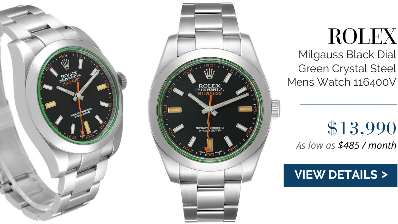 Rolex Milgauss Black Dial Green Crystal Steel Mens Watch 116400V
