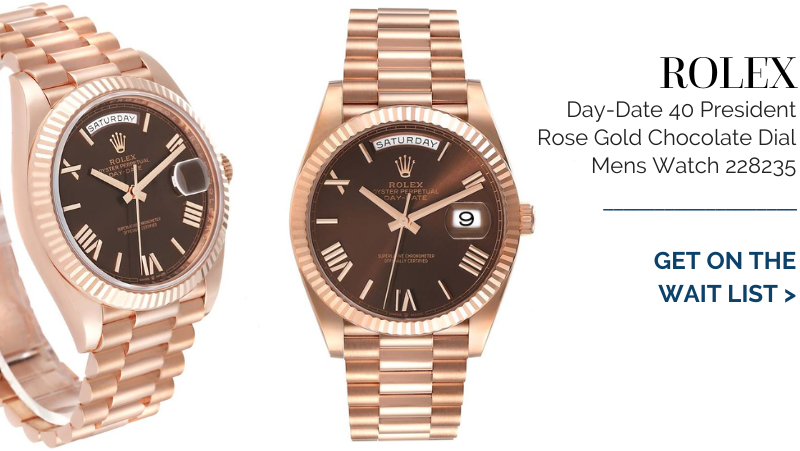 Rolex Day-Date 40 President Rose Gold Chocolate Dial Mens Watch 228235