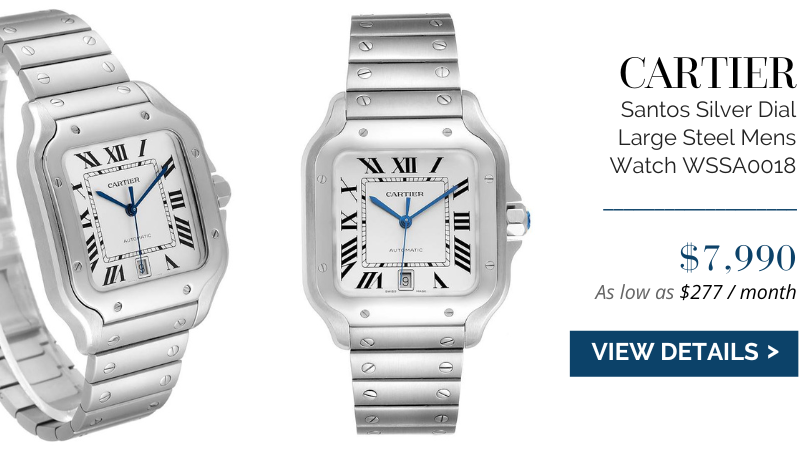 Cartier Santos Silver Dial Large Steel Mens Watch WSSA0018
