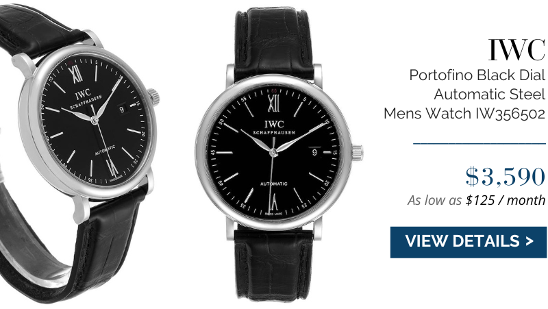 IWC Portofino Black Dial Automatic Steel Mens Watch IW356502