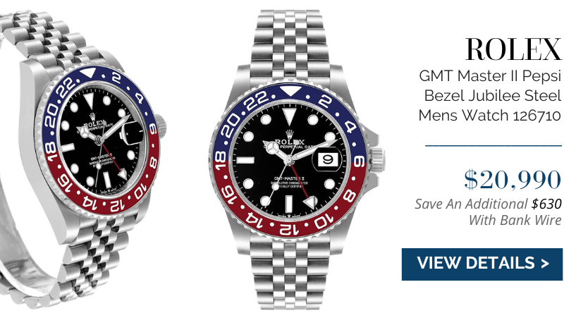 Rolex GMT Master II Pepsi Bezel Jubilee Steel Mens Watch 126710