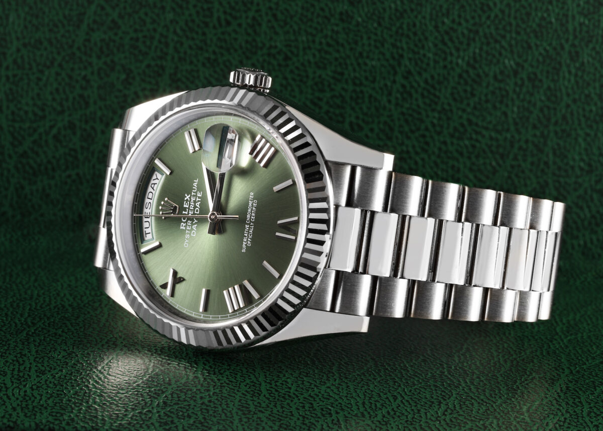 Rolex President Day-Date 40 Green Dial White Gold Mens Watch 228239
