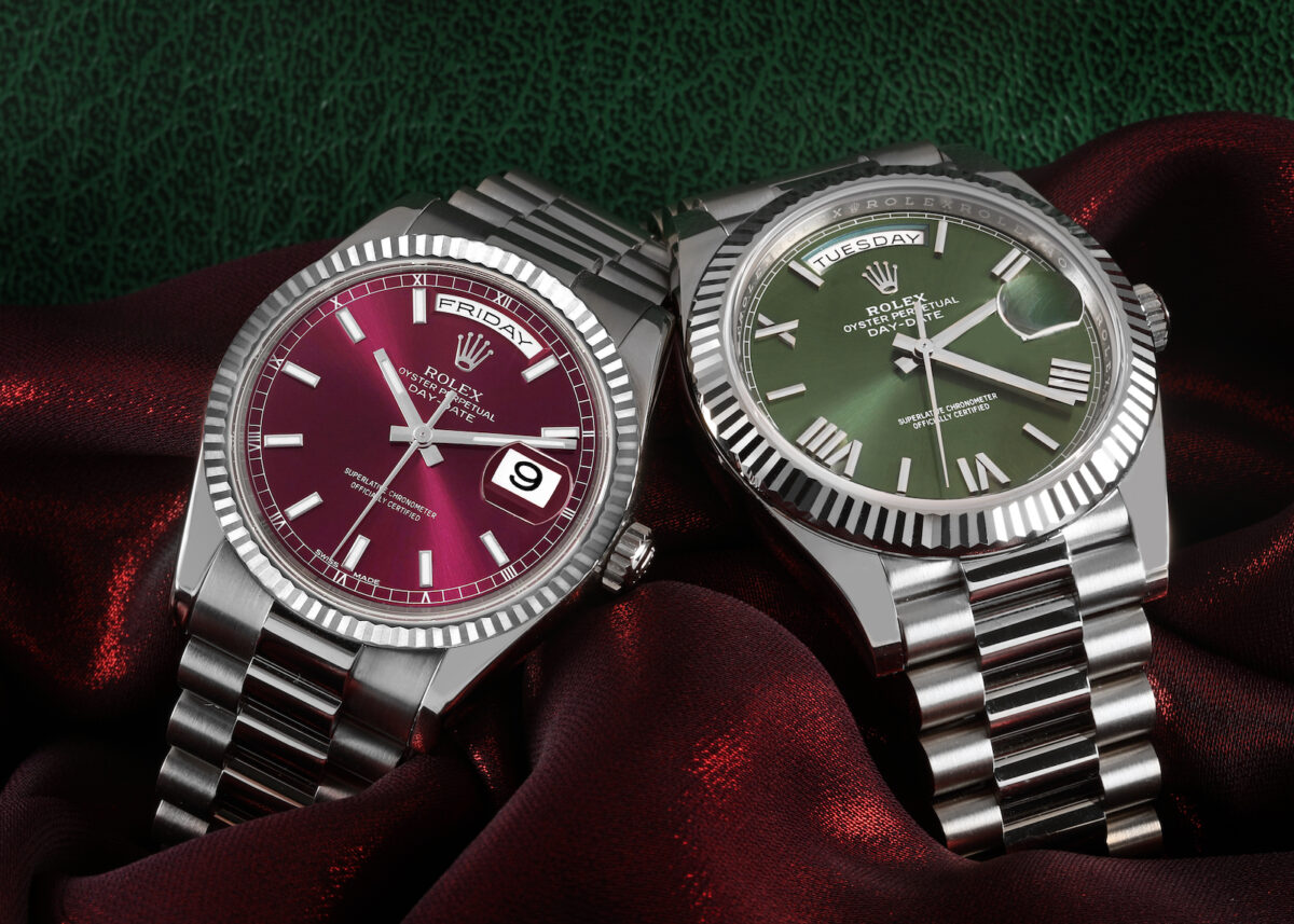Rolex President Day-Date Cherry Red and Green Dial Watches