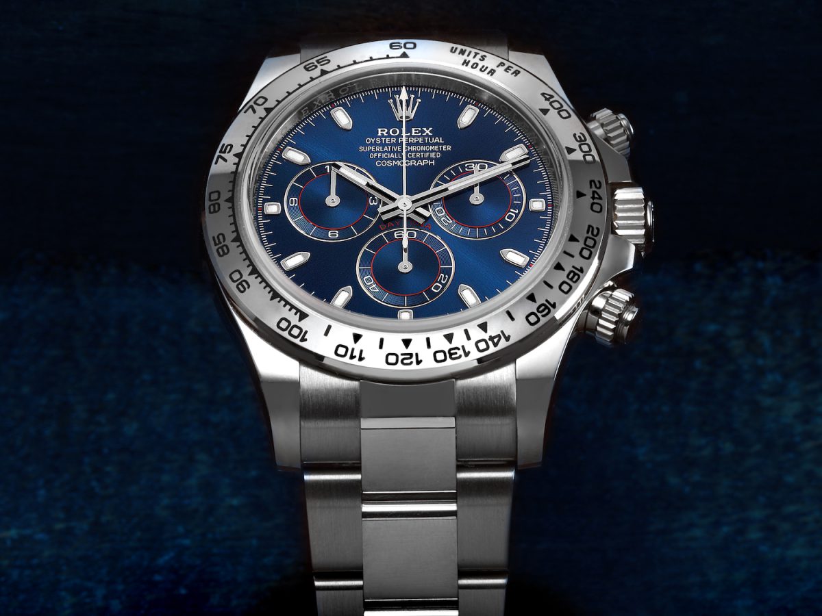 Rolex Cosmograph Daytona White Gold Blue Dial Mens Watch 116509