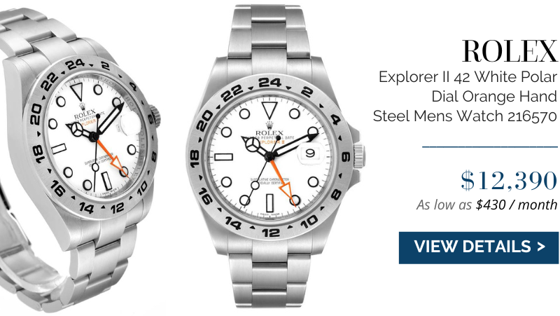 Rolex Explorer II 42 White Polar Dial Orange Hand Steel Mens Watch 216570