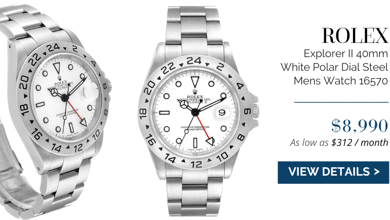 Rolex Explorer II 40mm White Polar Dial Steel Mens Watch 16570