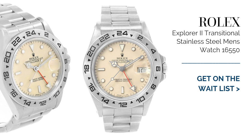 Rolex Explorer II Transitional Stainless Steel Mens Watch 16550