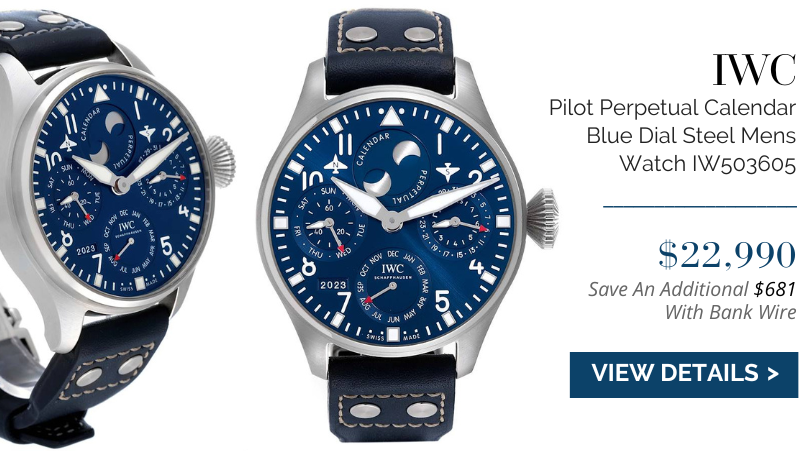 IWC Pilot Perpetual Calendar Blue Dial Steel Mens Watch IW503605