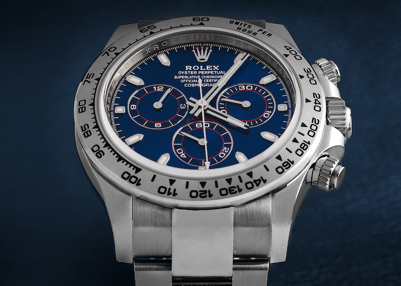 Rolex Daytona Blue Dial White Gold Chronograph Mens Watch 116509 