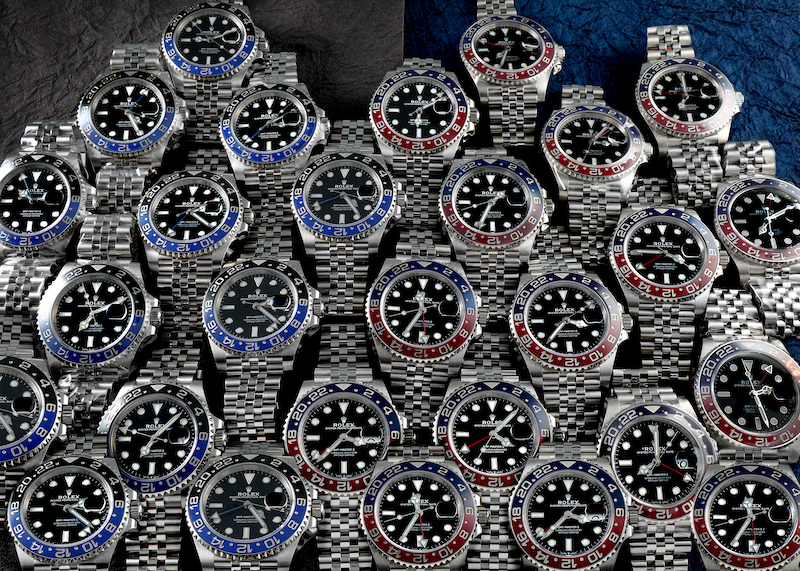 A bevy of Rolex Batman and Rolex Pepsi watches