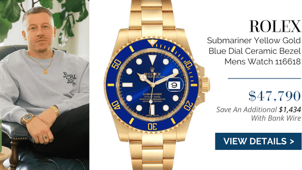 Rolex Submariner Yellow Gold Blue Dial Ceramic Bezel Mens Watch 116618