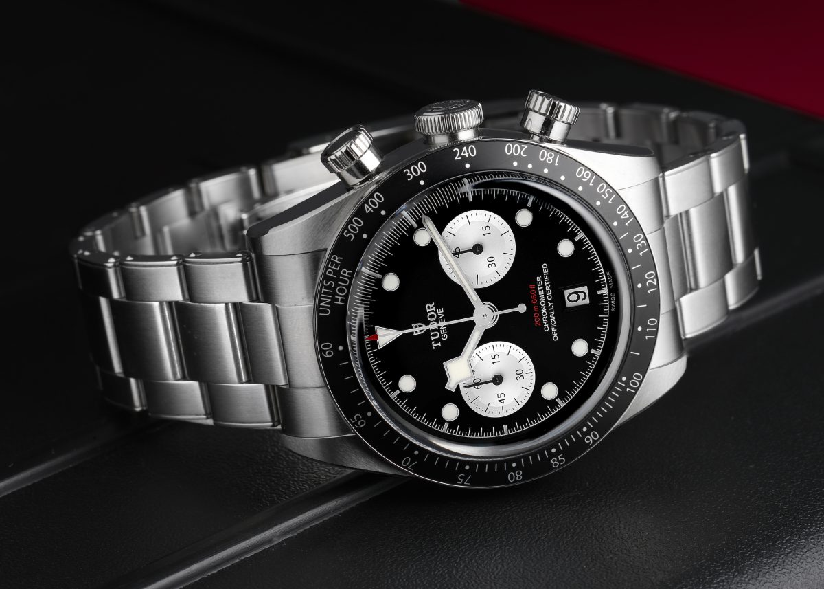 All photos are of the actual watch in stock Tudor Heritage Black Bay Chronograph Reverse Panda Dial Watch 79360 