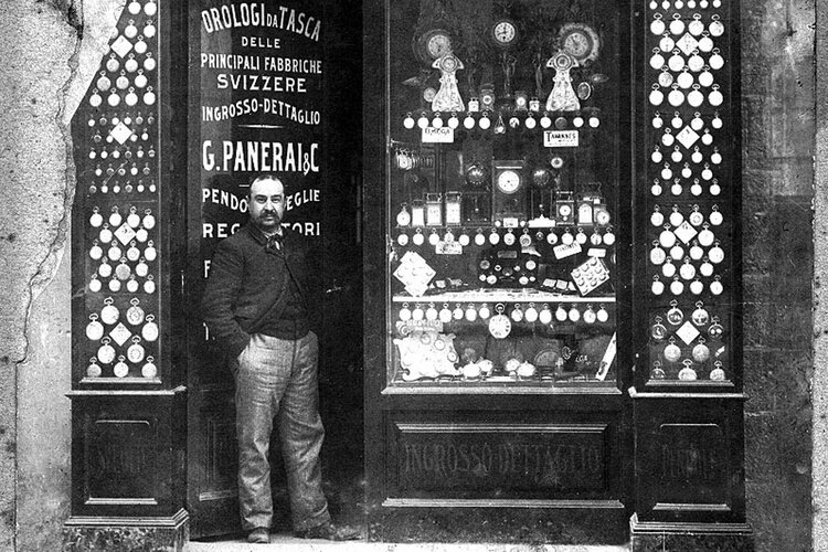 Giovanni Panerai Outside his Shop in Florence, Italy