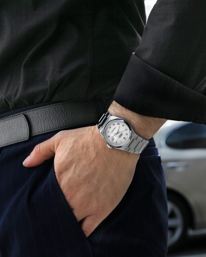 Rolex Oysterquartz Datejust White Roman Dial Vintage Mens Watch 17000