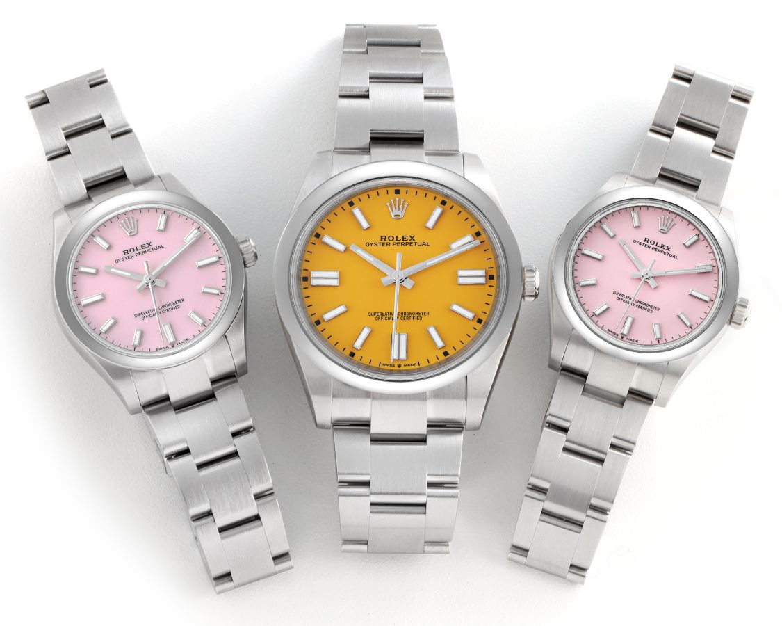 Rolex Oyster Perpetual Yellow Dial 124300 and Pink Dial 124200