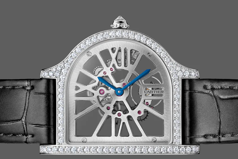 Cloche de Cartier Platinum with Skeleton Dial and Diamonds 