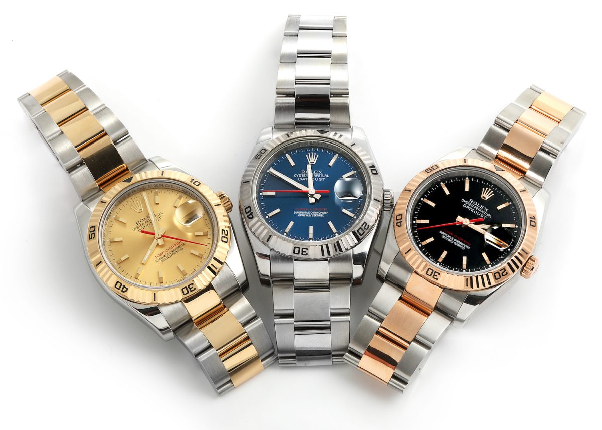 6 Modern Rolex Datejust Turn-o-Graph models – reference 116263, 116264, and 116261