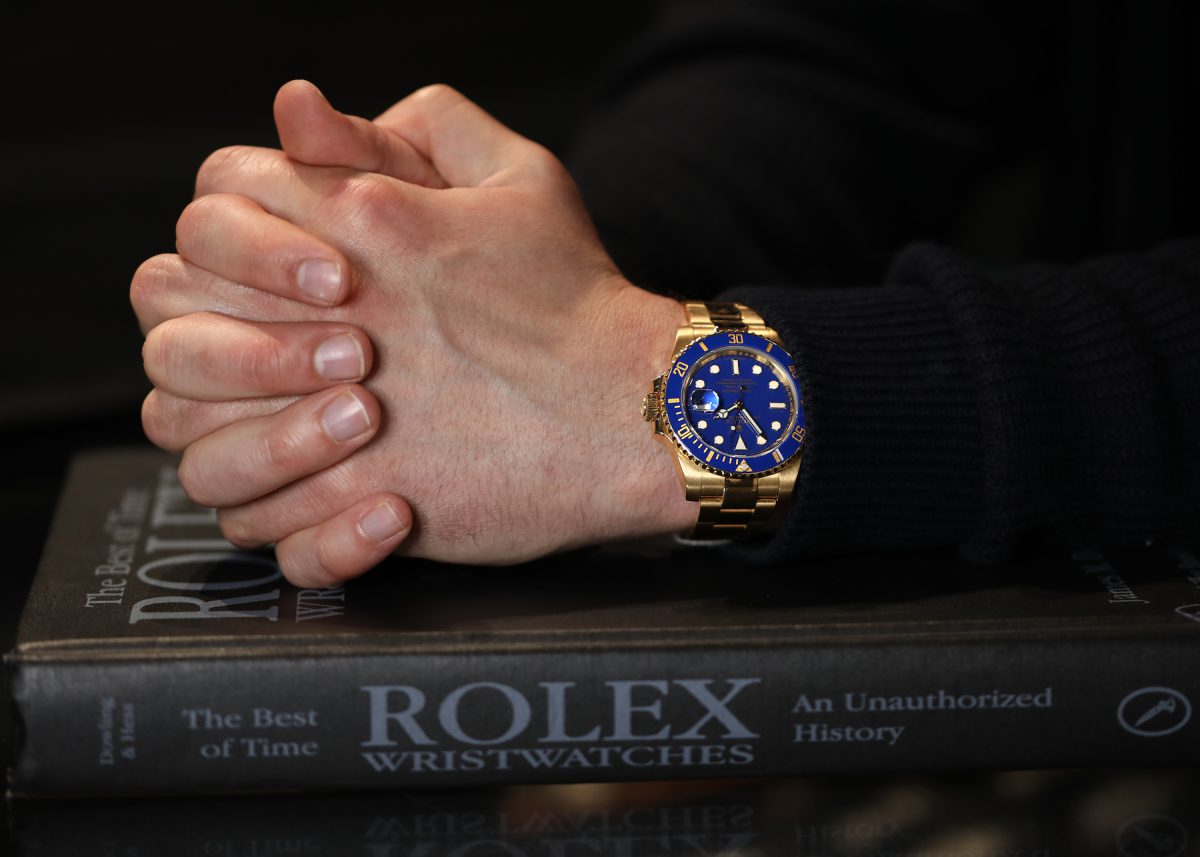 Rolex Submariner Yellow Gold Blue Dial Ceramic Bezel Mens Watch