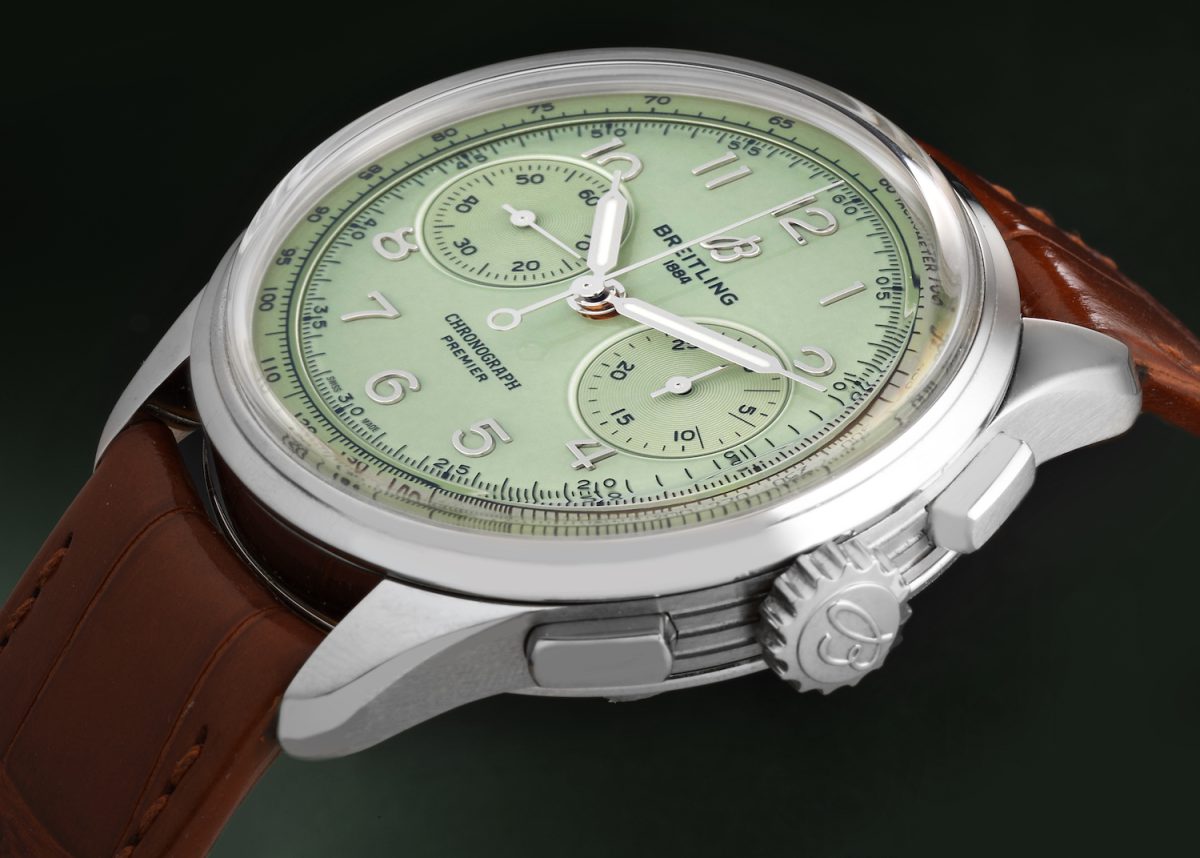 Breitling Premier B09 Chronograph 40 Green Dial Steel Mens Watch AB0930