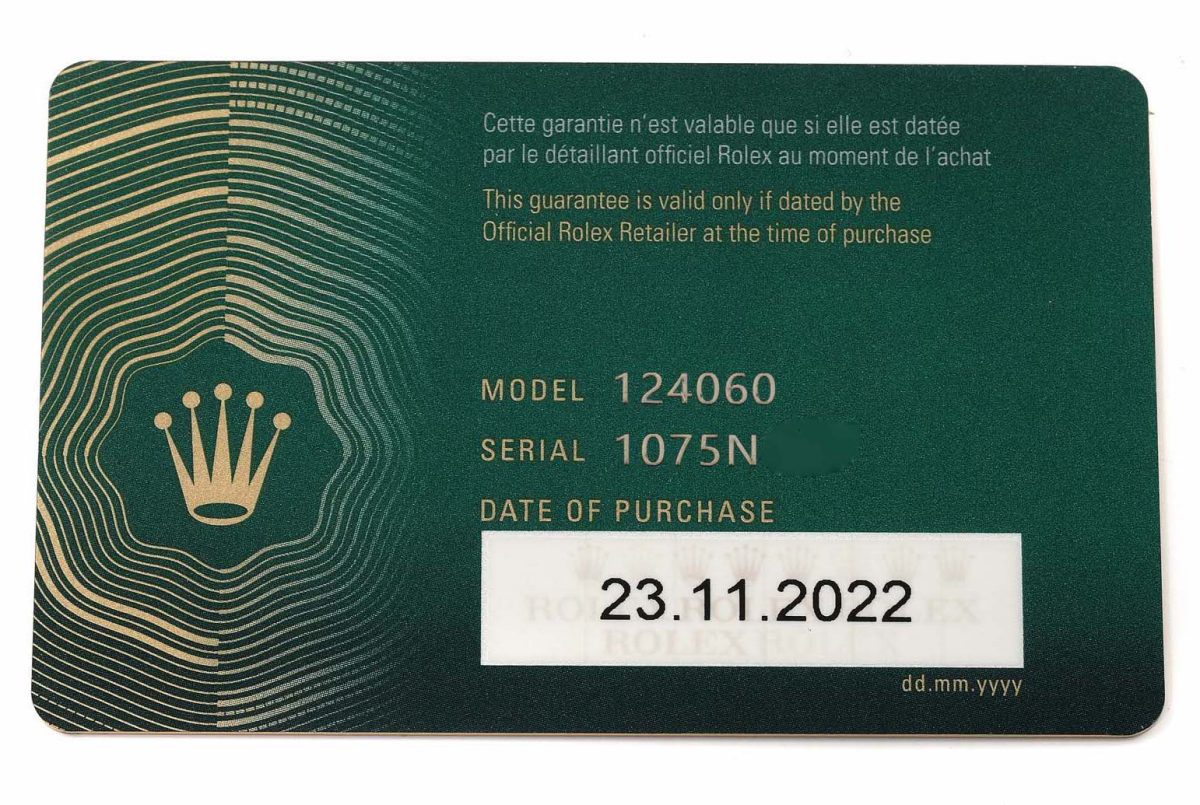 New Rolex Warranty Card