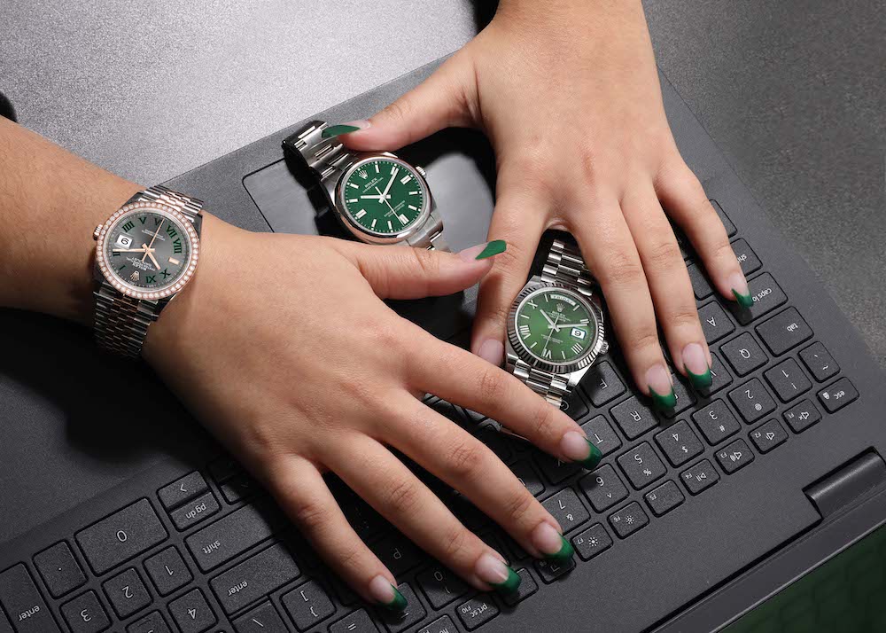 Online forums give you access to watch buyers worldwide. Rolex Datejust, Oyster Perpetual, and Day-Date 40 Green Dials