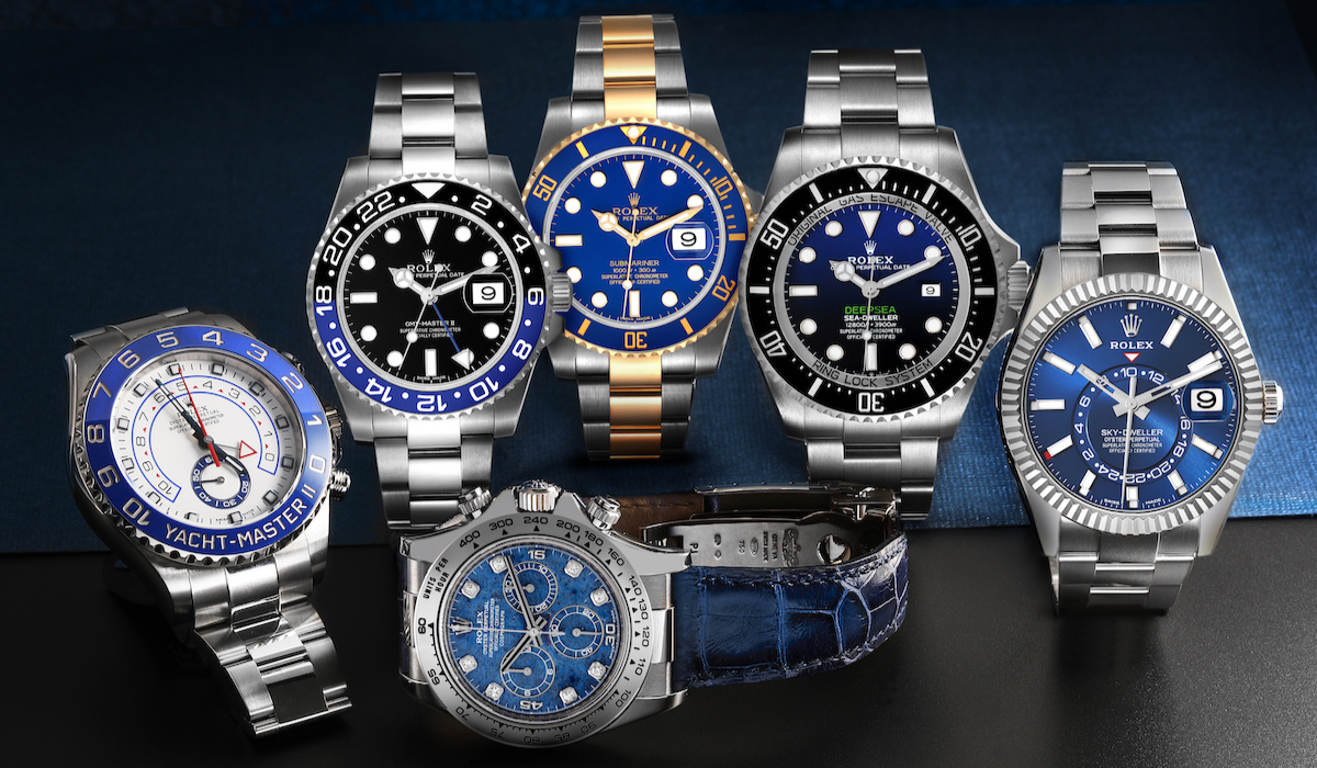 Modern Rolex Sports Watches with Blue Bezels and Dials