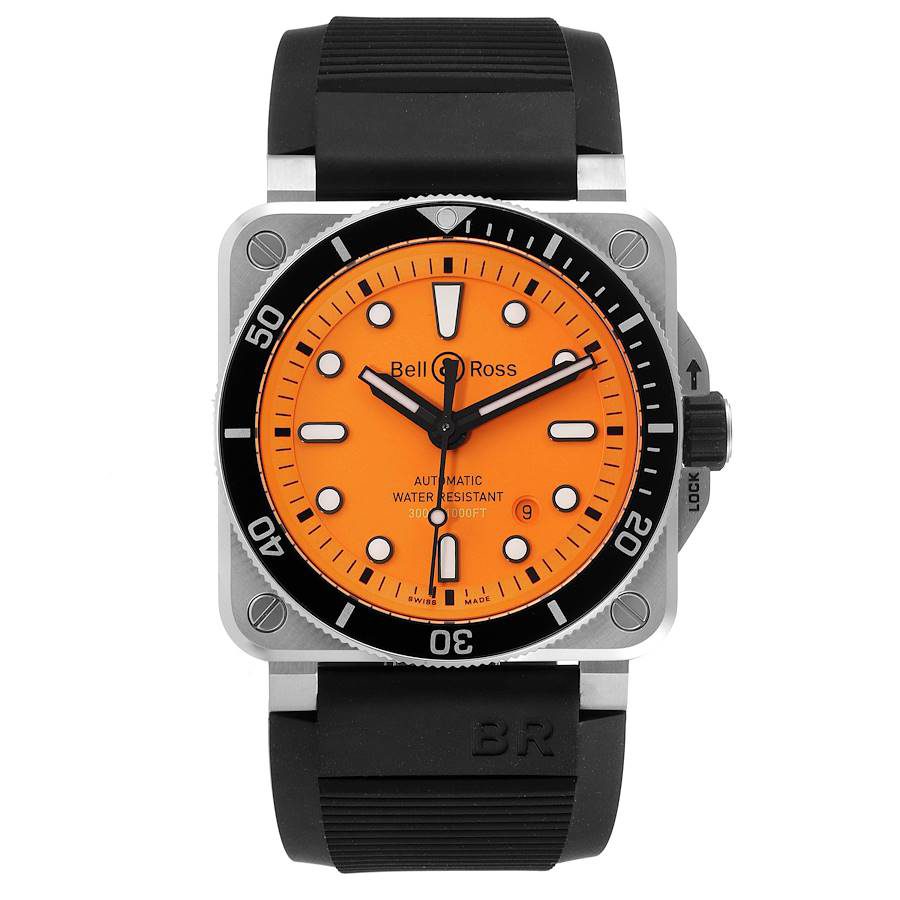 Bell & Ross Diver Orange Dial Automatic Steel Mens Watch BR0392 - Best Dive Watches Under $5000