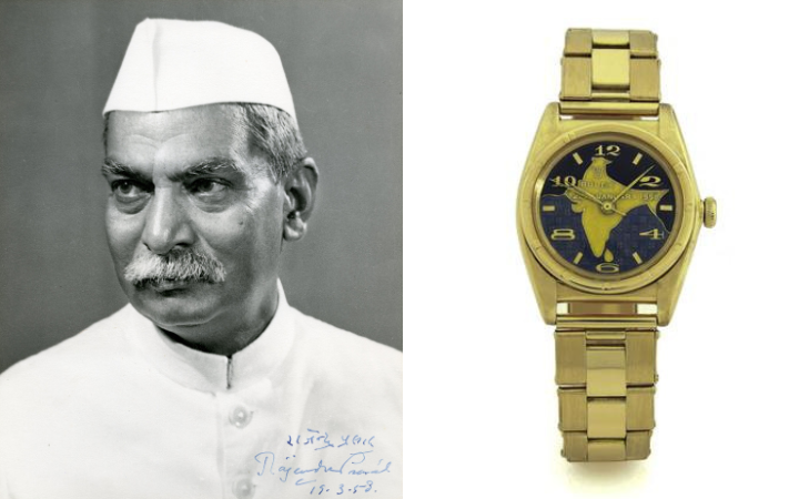 Dr. Rajendra Prasad's Rolex Oyster (photos: Wikipedia and Rare Book Society)