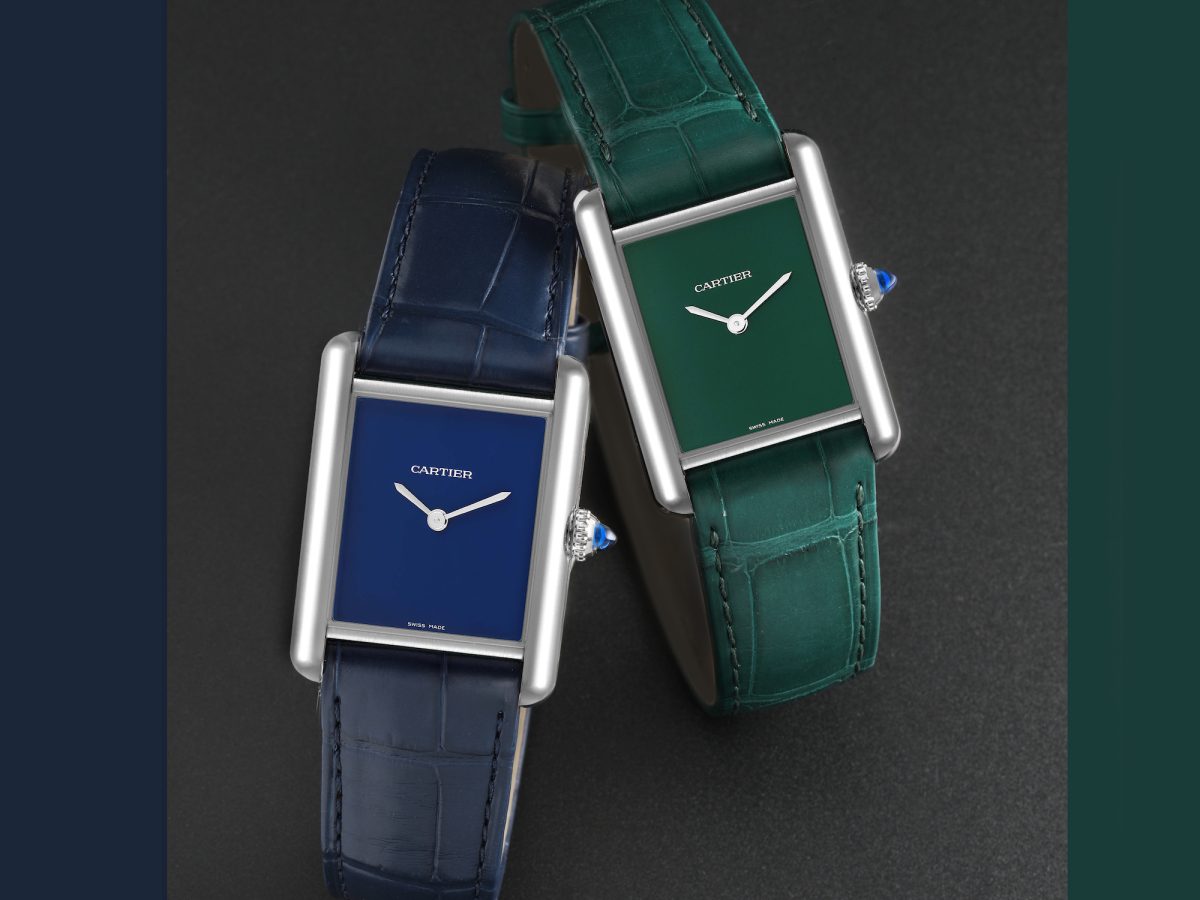 Cartier Tank Must Large Steel Blue and Green Dial Watches
